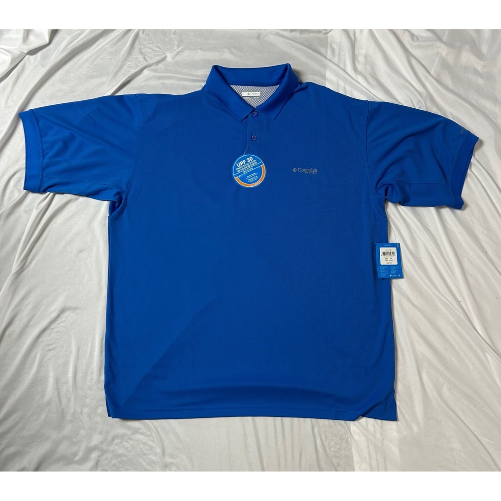 Columbia PFG Perfect Cast Polo Shirt Mens 2XT Blue Omni-Wick UPF 30 New NWT
